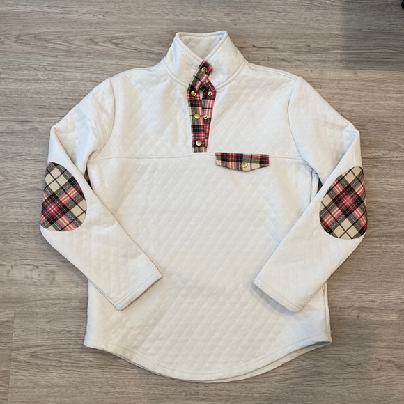 Cream Quilted Plaid Pullover | Size Small - Picture 1 of 6